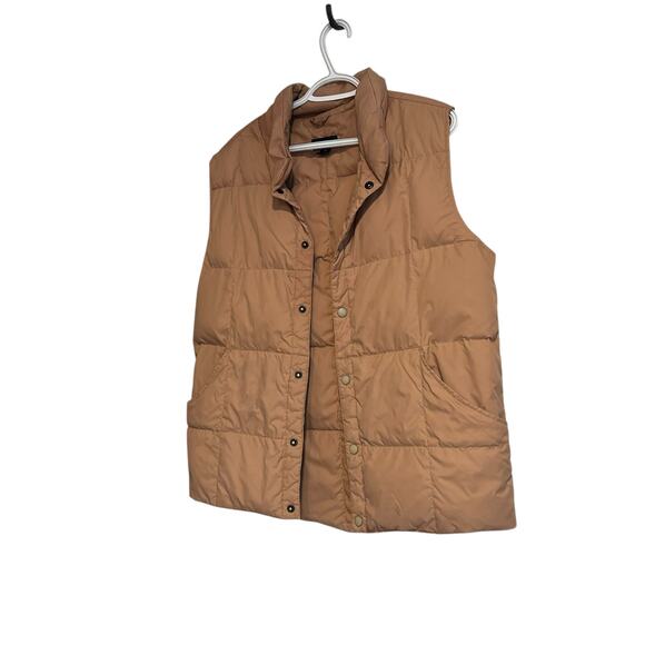 Lands’ End Down Puffer Vest Men’s Large – Tan Snap Button Lightweight - Picture 16 of 16